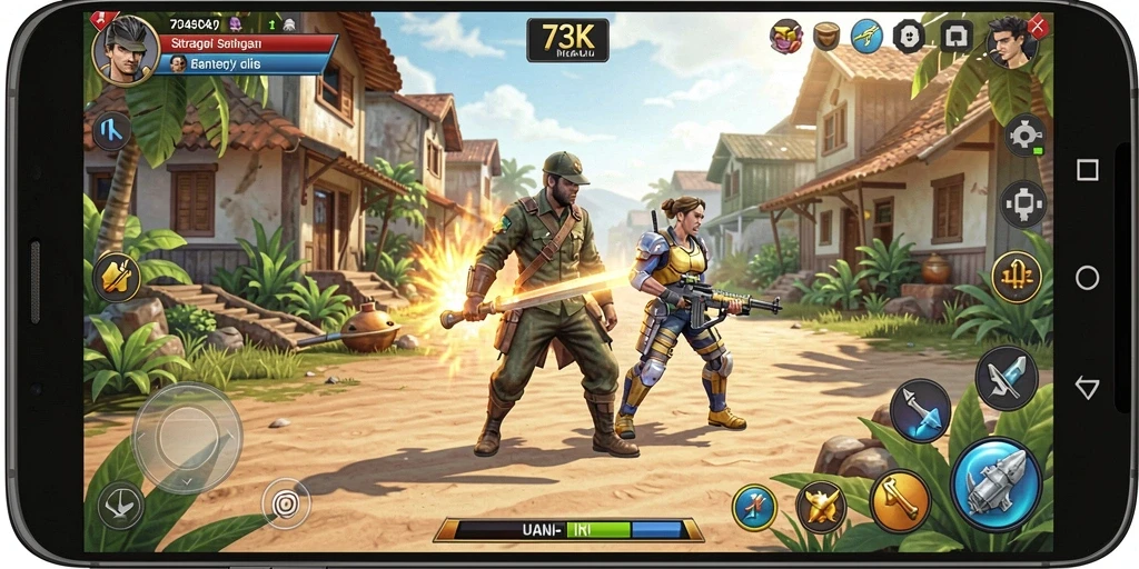 Tampilan gameplay epik dan strategi yang mendebarkan.