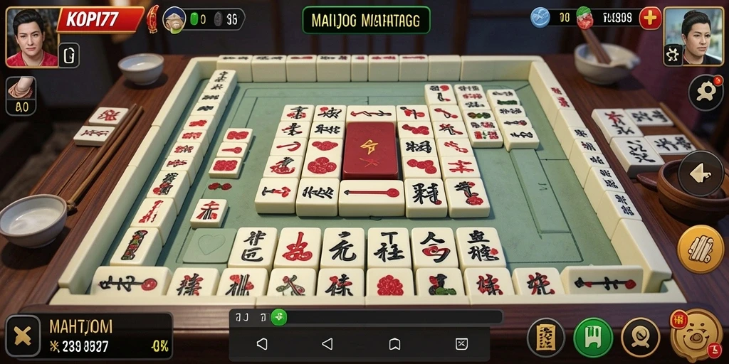 Screenshot menampilkan gameplay seru dalam KOPI77, game Mahjong yang menarik.
