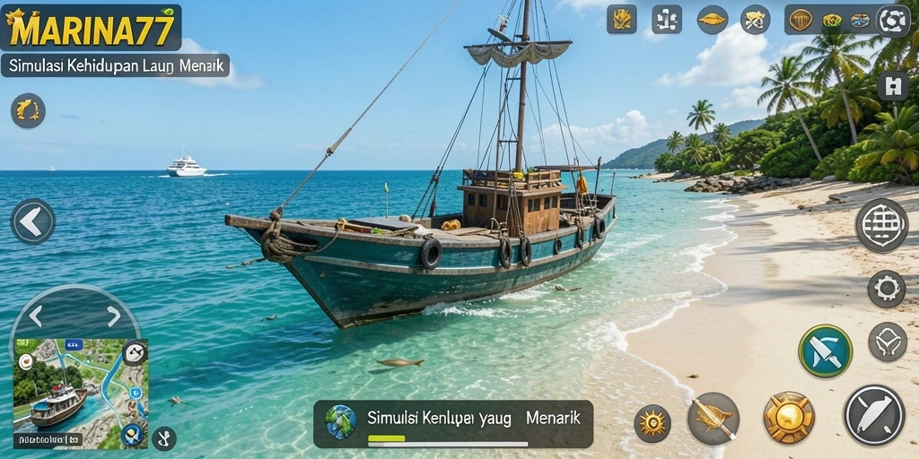 Tampilan gameplay MARINA77 yang menakjubkan dalam simulasi lautan.