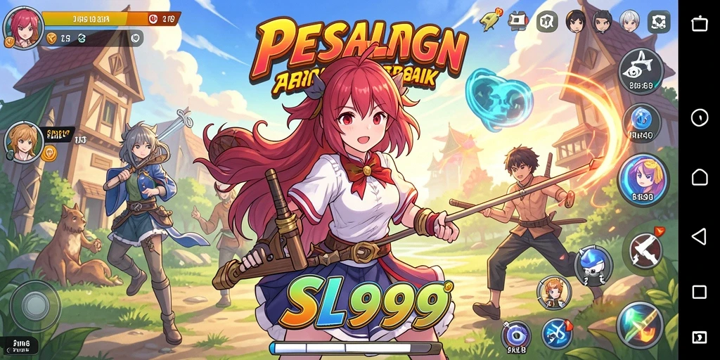 Tampilan gameplay SL999 menampilkan aksi epik dan karakter anime yang memukau.