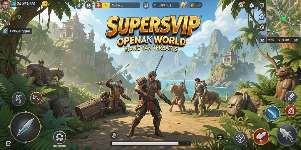 Gameplay SUPERSVIP menampilkan dunia terbuka yang penuh petualangan dan eksplorasi.