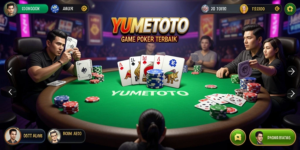 Tampilan gameplay YUMETOTO yang mendebarkan dalam permainan Poker.